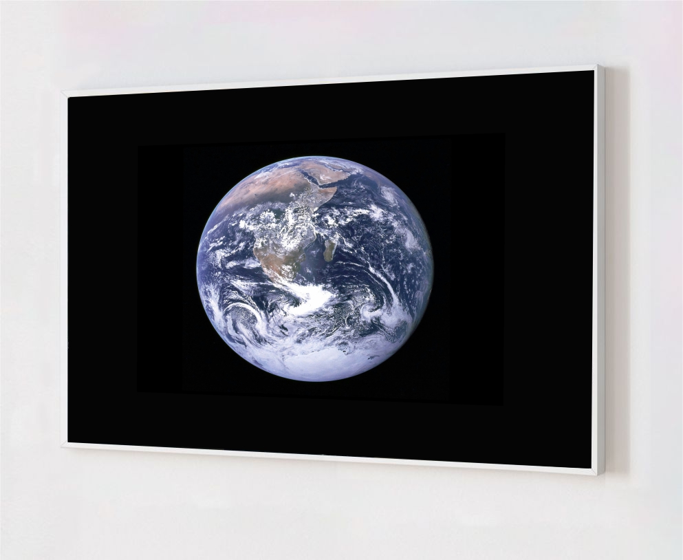 Quadro Decorativo Planeta Terra em Adesivo com Moldura Caixa